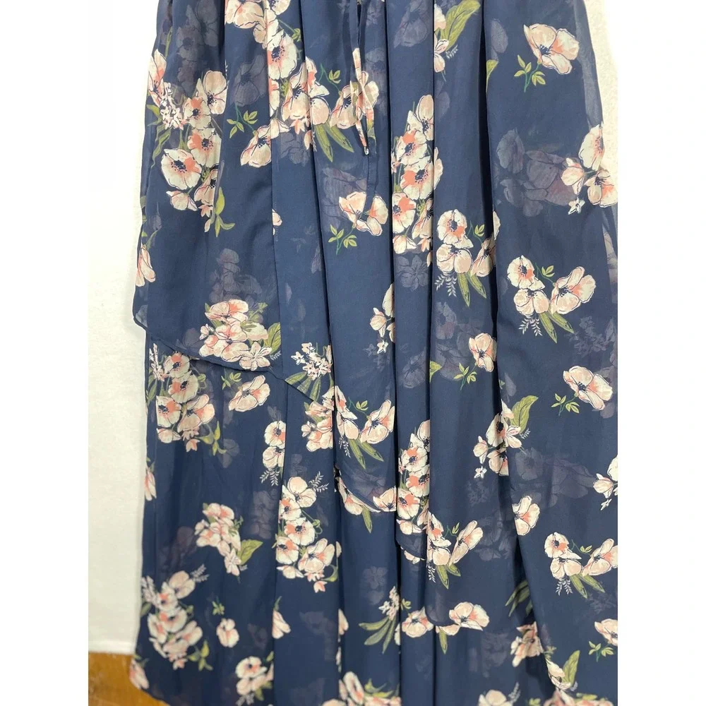 Abercrombie Fitch Women‎ Dress Size M Navy Floral Cold Shoulder Ruffle Maxi Wrap